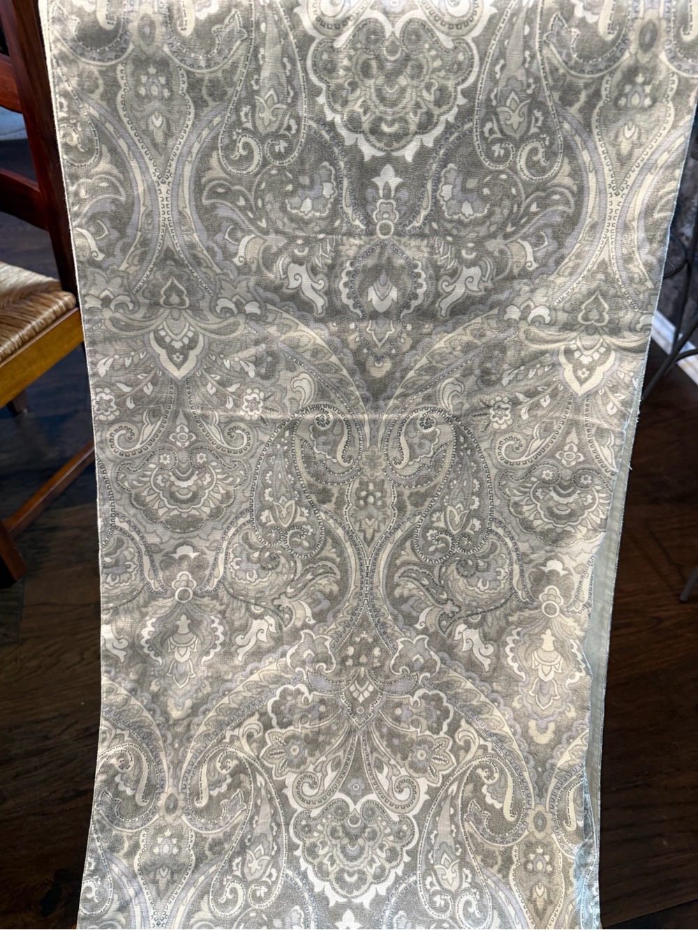 Pottery Barn Silver grey Paisley Table Runner
